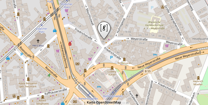 Karte Köln, Weyerstr. 98 (OpenStreetMap)